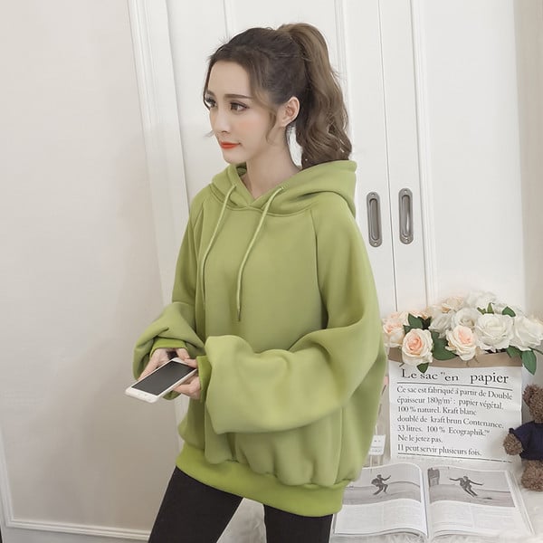 Νέο μοντέλο γυναικείο φούτερ με κουκούλα σε πράσινο χρώμα