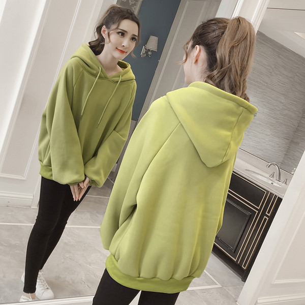 Νέο μοντέλο γυναικείο φούτερ με κουκούλα σε πράσινο χρώμα