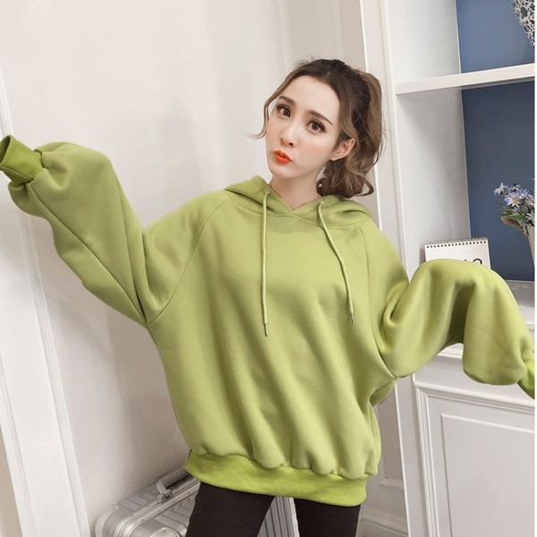 Νέο μοντέλο γυναικείο φούτερ με κουκούλα σε πράσινο χρώμα