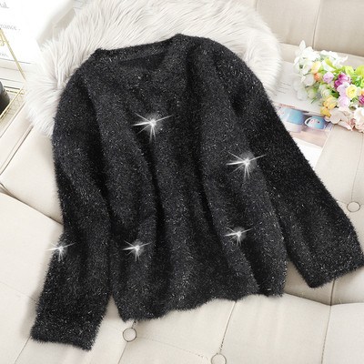 Fényes hatású női pehelypulóver több színben