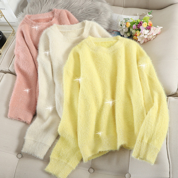 Fényes hatású női pehelypulóver több színben