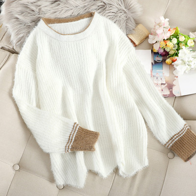 Γυναικείο πουλόβερ με ωοειδές λαιμόκοψη σε διάφορα χρώματα