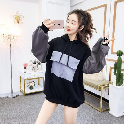 Női széles pulóver kapucnival és zsebbel több színben