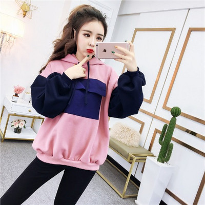 Női széles pulóver kapucnival és zsebbel több színben