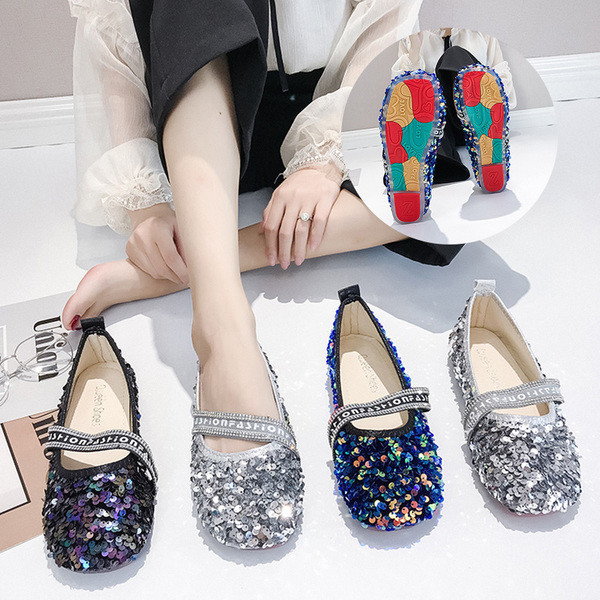 Flitteres, lapos talpú női cipő több színben