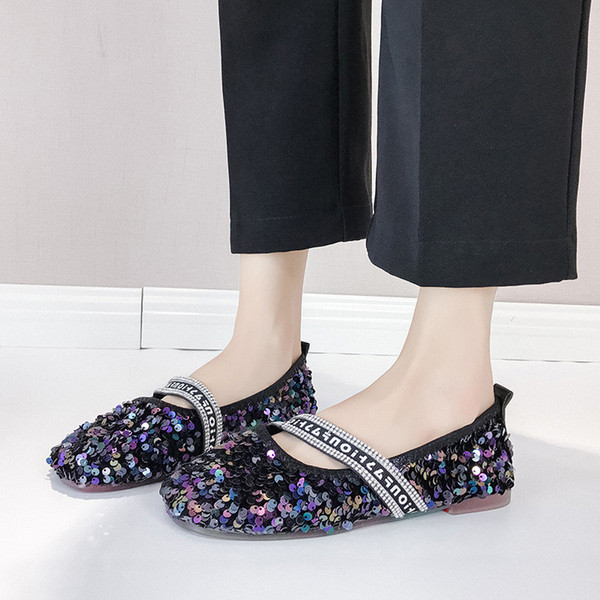 Flitteres, lapos talpú női cipő több színben