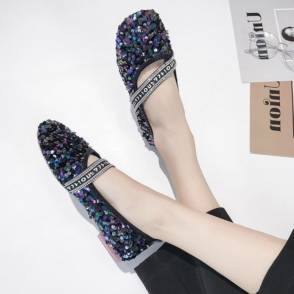 Flitteres, lapos talpú női cipő több színben