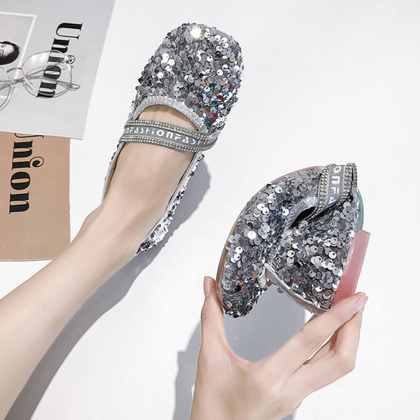 Flitteres, lapos talpú női cipő több színben