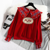 Új modell modern női blúz piros és fekete rátéttel