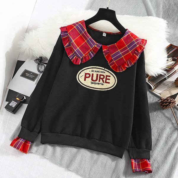 Új modell modern női blúz piros és fekete rátéttel