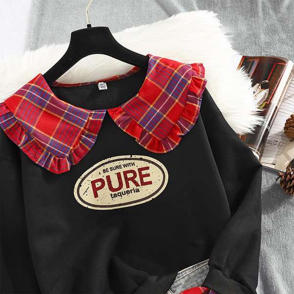 Új modell modern női blúz piros és fekete rátéttel