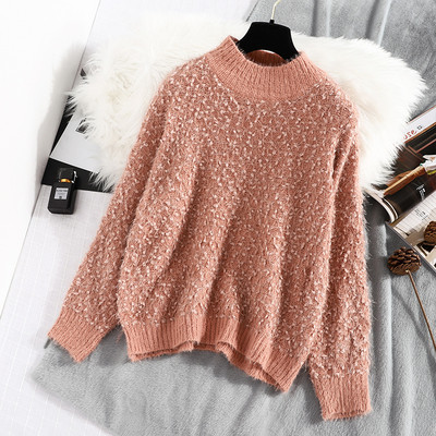 Γυναικείο πουλόβερ με μεγάλο κολάρο και μακρύ μανίκι - διάφορα χρώματα