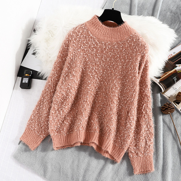 Γυναικείο πουλόβερ με μεγάλο κολάρο και μακρύ μανίκι - διάφορα χρώματα