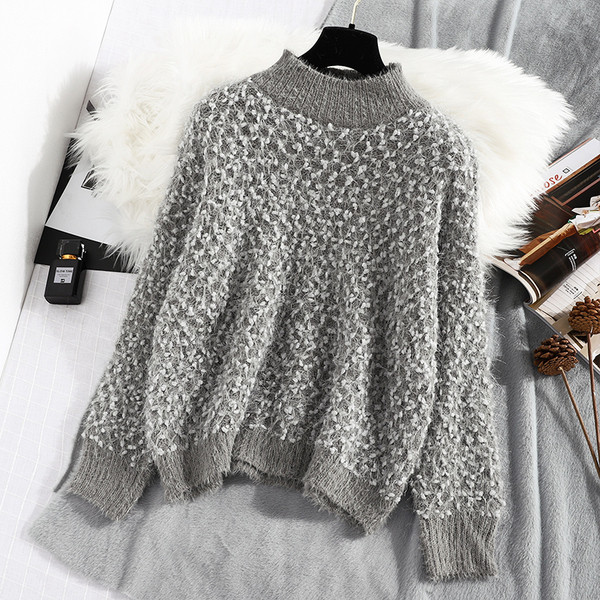 Γυναικείο πουλόβερ με μεγάλο κολάρο και μακρύ μανίκι - διάφορα χρώματα