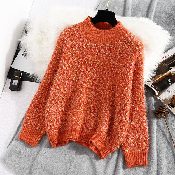 Γυναικείο πουλόβερ με μεγάλο κολάρο και μακρύ μανίκι - διάφορα χρώματα