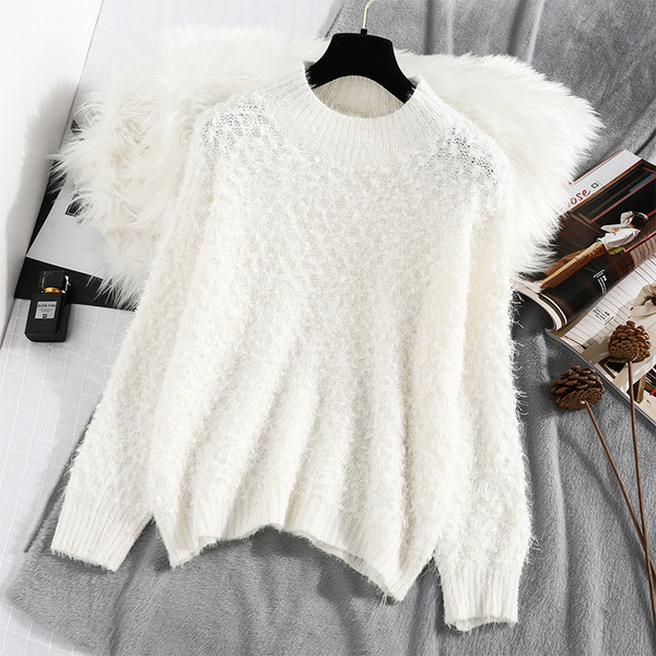 Γυναικείο πουλόβερ με μεγάλο κολάρο και μακρύ μανίκι - διάφορα χρώματα