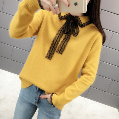 Női pehely pulóver csipkével és gallérral több színben