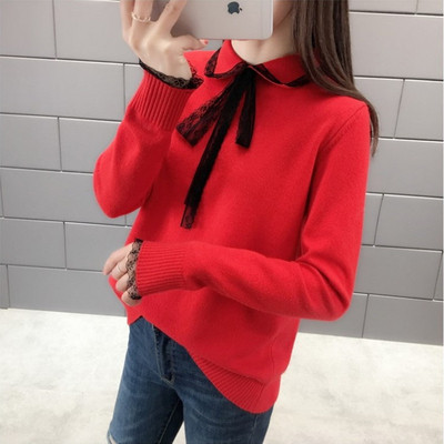 Női pehely pulóver csipkével és gallérral több színben