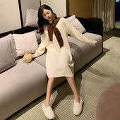 Hosszú, széles kötött ruha három színben