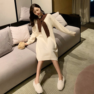 Hosszú, széles kötött ruha három színben