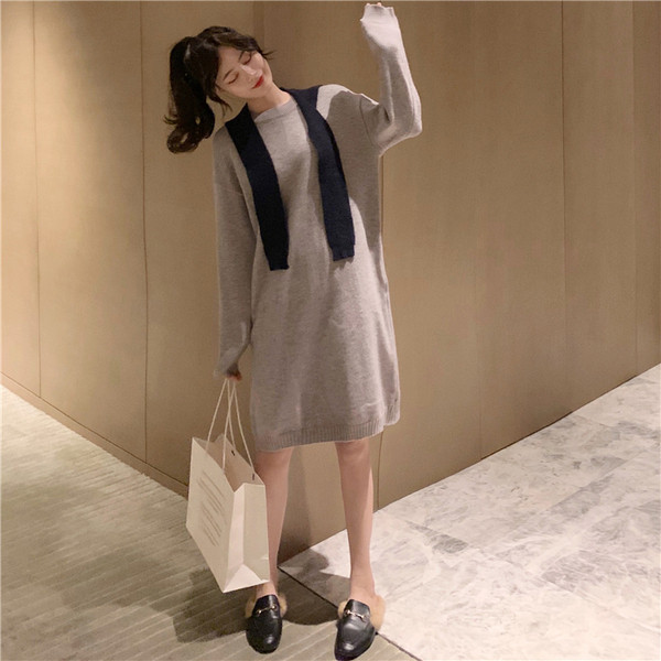 Hosszú, széles kötött ruha három színben