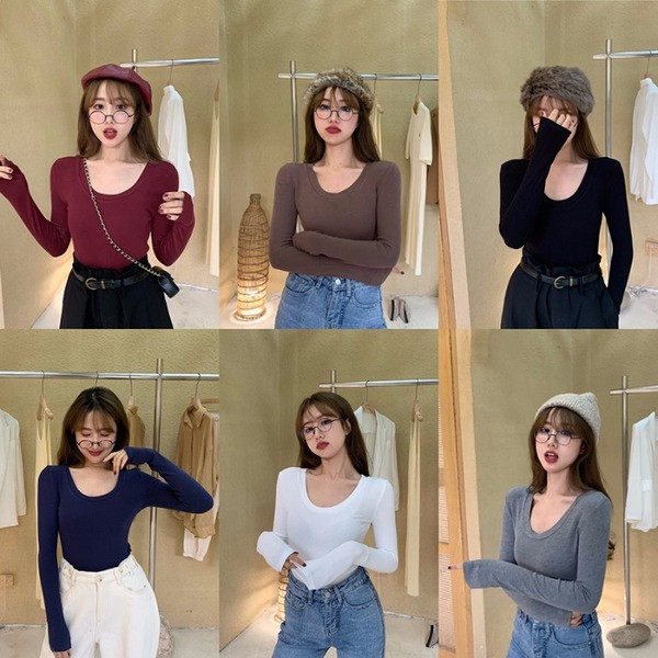 Γυναικεία μπλούζα με οβάλ λαιμόκοψη σε πολλά χρώματα