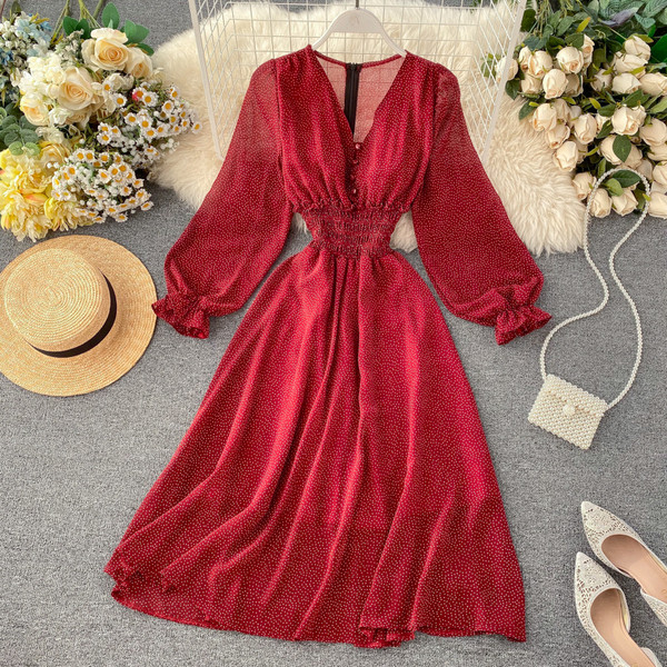 Modern női pöttyös ruha három színben