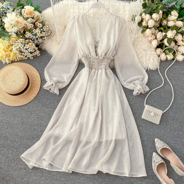 Modern női pöttyös ruha három színben