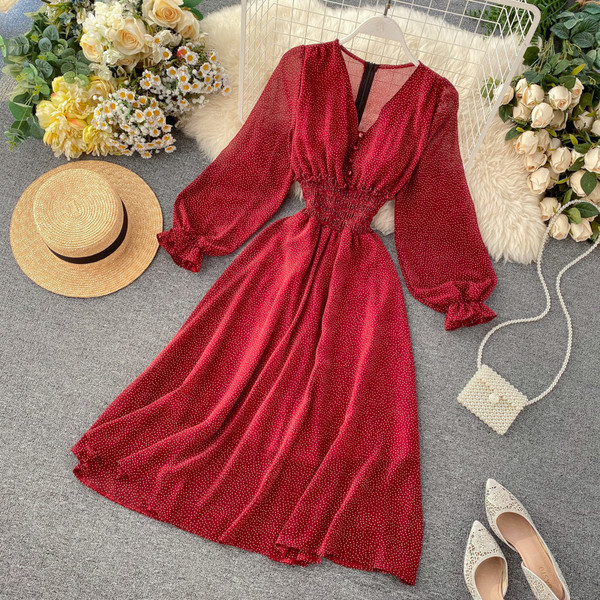 Modern női pöttyös ruha három színben