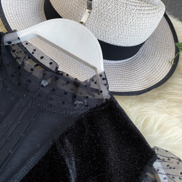 Stílusos női fekete tüll ing