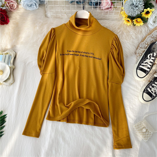 Μοντέρνα γυναικεία μπλούζα με υψηλό κολάρο σε διάφορα χρώματα