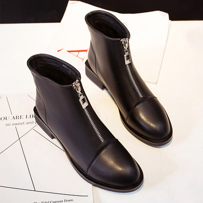 Női bőr csizma cipzárral fekete színben, öko bőrből