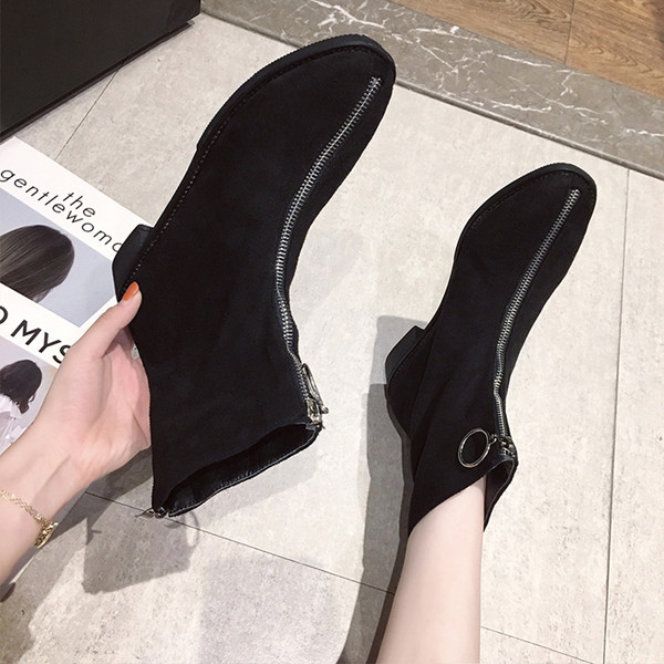 Velúr női csizma cipzárral, fekete és bézs színben, télre alkalmas