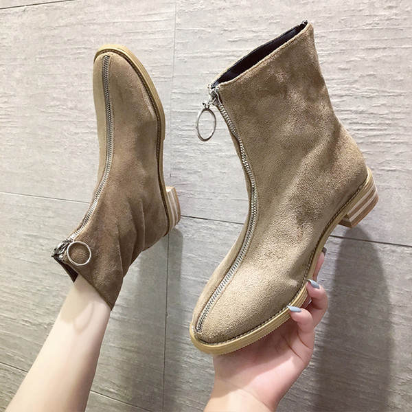 Velúr női csizma cipzárral, fekete és bézs színben, télre alkalmas