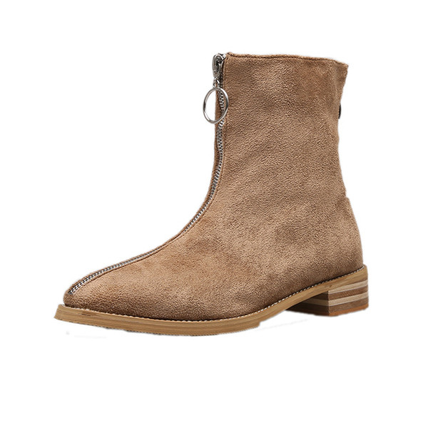 Velúr női csizma cipzárral, fekete és bézs színben, télre alkalmas