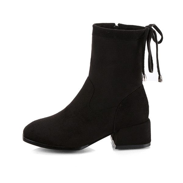 Velúr női csizma vastag sarkú fekete és barna színben