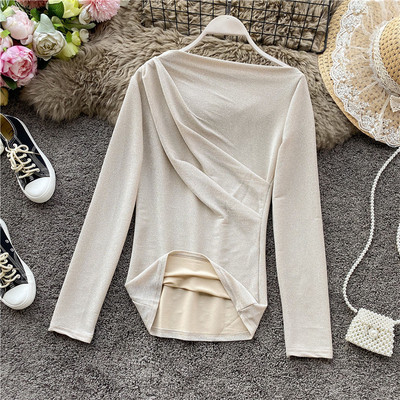 Μοντέρνα κομψή γυναικεία μπλούζα μακρυμάνικο μοντέλο σε διάφορα χρώματα