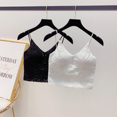 Fekete-fehér rövid női csipke felső