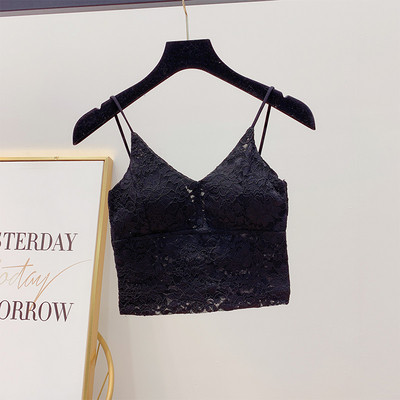 Fekete-fehér rövid női csipke felső