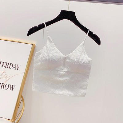 Fekete-fehér rövid női csipke felső