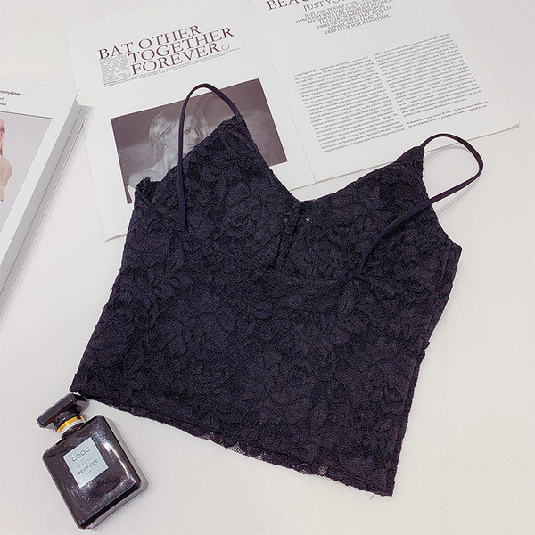 Fekete-fehér rövid női csipke felső