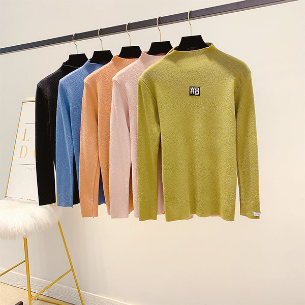 Γυναικείο πουλόβερ με κολάρο  σε πέντε χρώματα