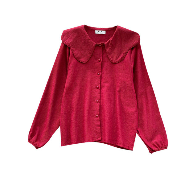 Modern női ing gombokkal és ovális nyakkivágással, négy színben