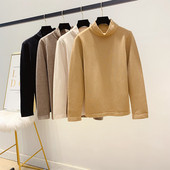 Modern női pulóver magas pólógallérral, négy színben