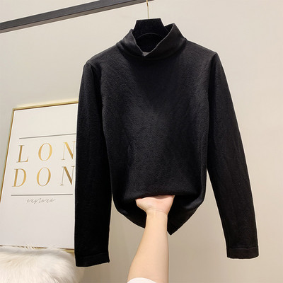 Modern női pulóver magas pólógallérral, négy színben