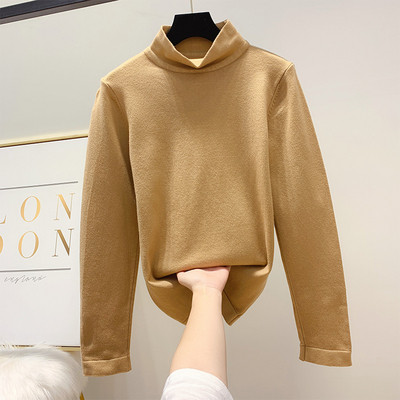 Modern női pulóver magas pólógallérral, négy színben