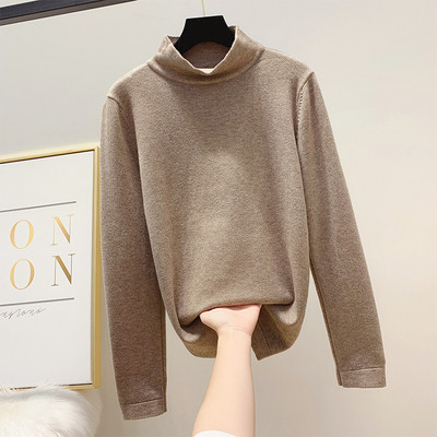 Modern női pulóver magas pólógallérral, négy színben