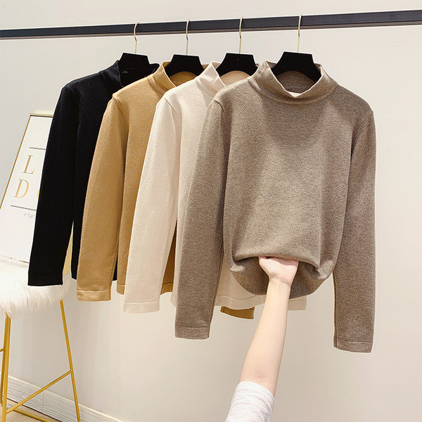 Modern női pulóver magas pólógallérral, négy színben