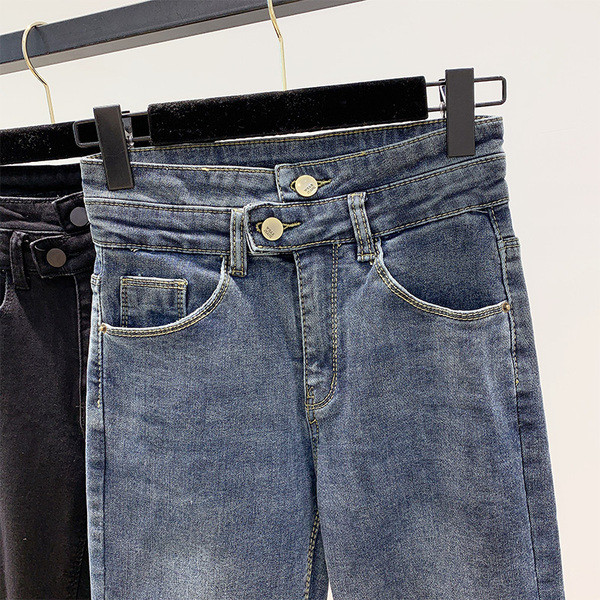 Modern női farmer magas derékkal, kék és fekete színben