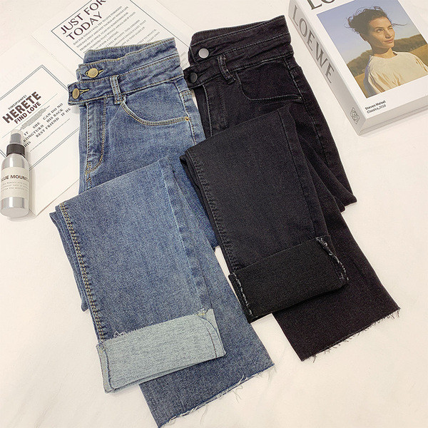 Modern női farmer magas derékkal, kék és fekete színben